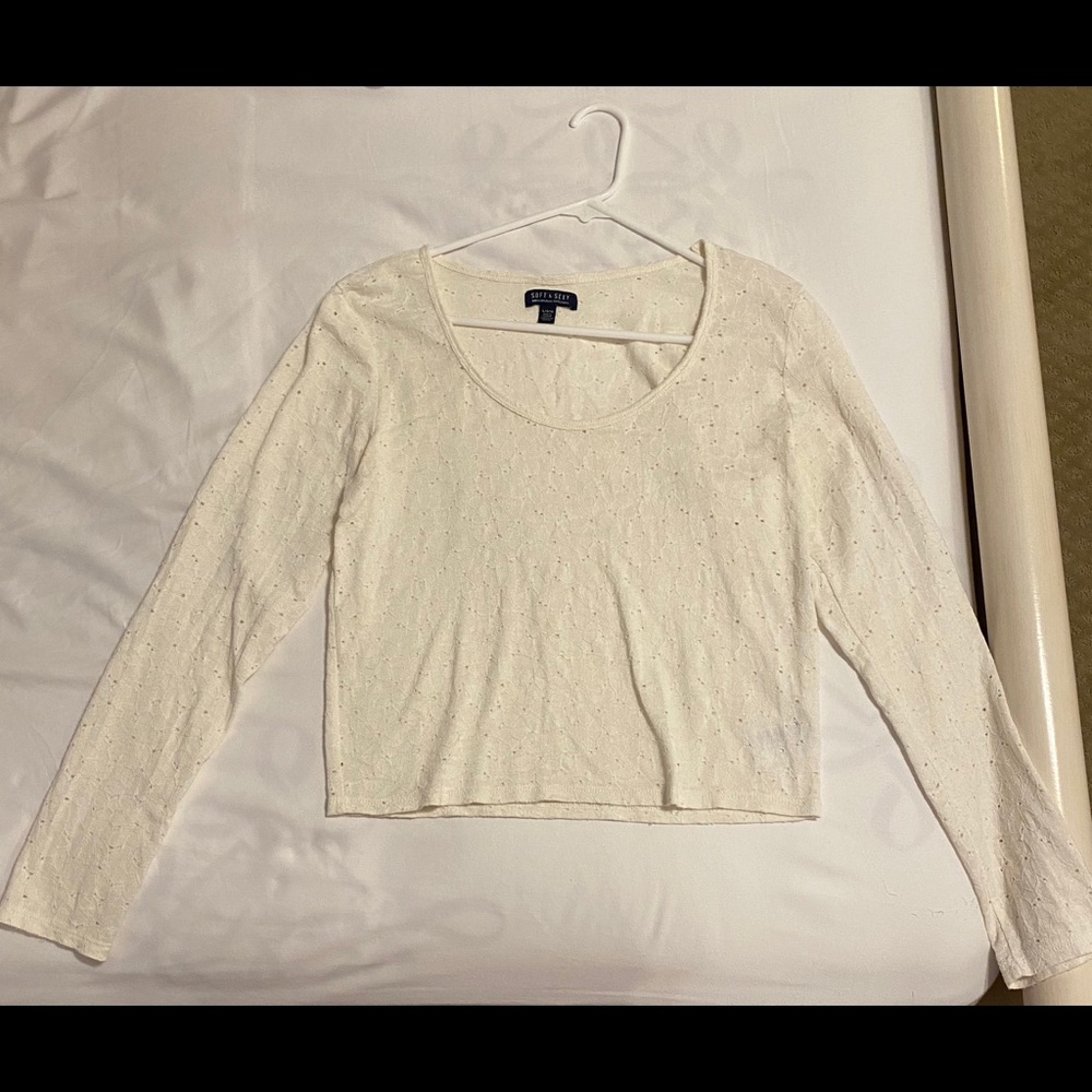 American Eagle Soft & Sexy White Long-sleeve Top L
